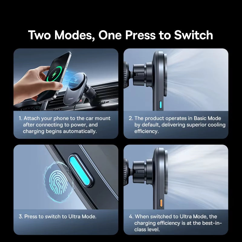 Qi2.2 Magnetic Car Phone Holder & 25W Fast Wireless Charger for iPhone & Samsung - Ultimate Dashboard Convenience