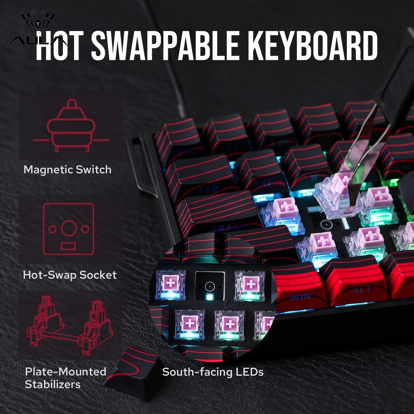 AULA WIN60/WIN68 HE Gaming Mechanical Keyboard - 8K Return, RGB Hotswap, Rapid Trigger for Esports Enthusiasts