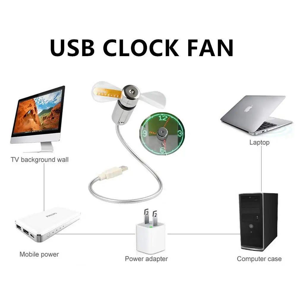 Chill Out with the USB Clock Fan – Your Ultimate Desktop Companion with a Clock & Temperature Display!
