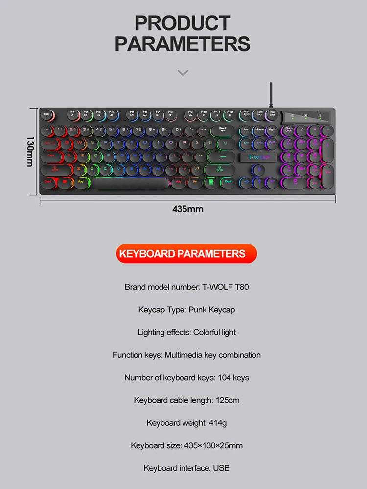 Illuminated Wired Mechanical Gaming Keyboard for Desktop and Laptop - Perfect for Esports!