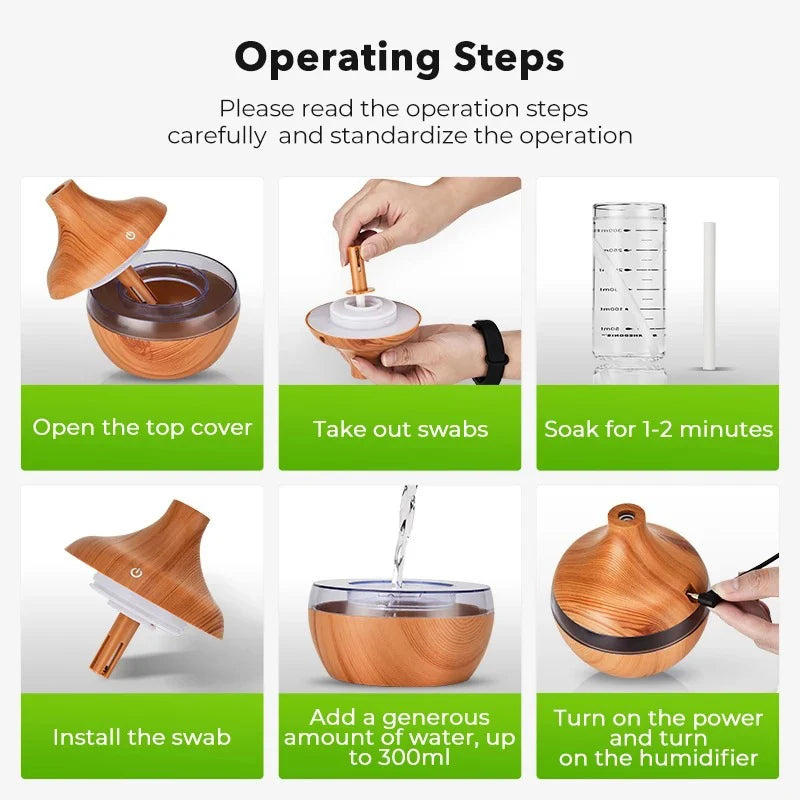 Elevate Your Home with the 300ML Ultrasonic Wood Grain Essential Oil Diffuser - Your Ultimate USB Aroma Humidifier for Relaxation and Purification
