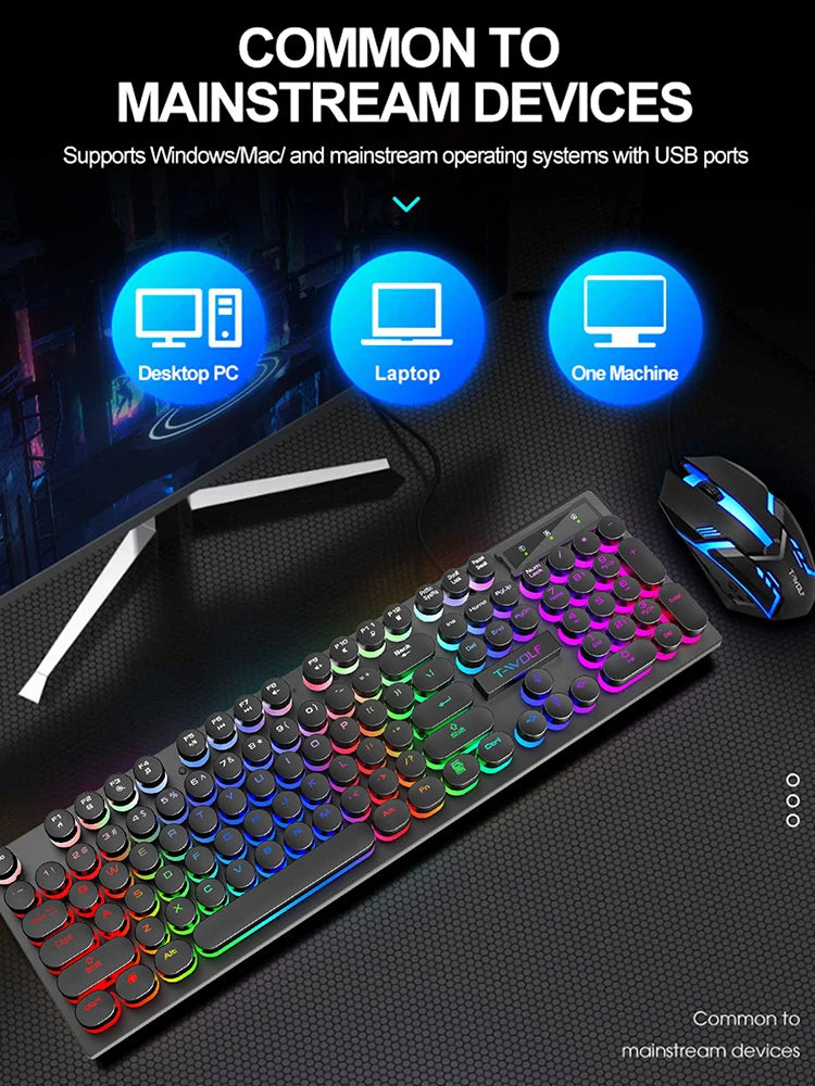 Illuminated Wired Mechanical Gaming Keyboard for Desktop and Laptop - Perfect for Esports!