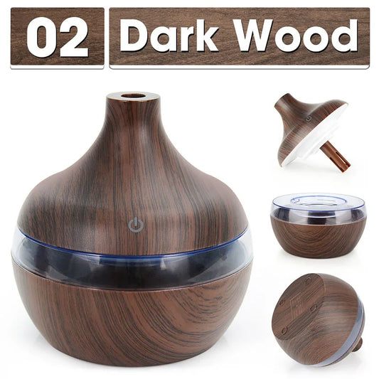 Elevate Your Home with the 300ML Ultrasonic Wood Grain Essential Oil Diffuser - Your Ultimate USB Aroma Humidifier for Relaxation and Purification