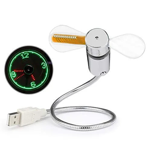 Chill Out with the USB Clock Fan – Your Ultimate Desktop Companion with a Clock & Temperature Display!