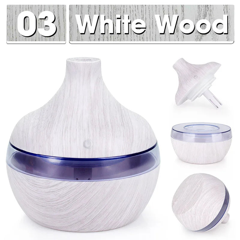 Elevate Your Home with the 300ML Ultrasonic Wood Grain Essential Oil Diffuser - Your Ultimate USB Aroma Humidifier for Relaxation and Purification