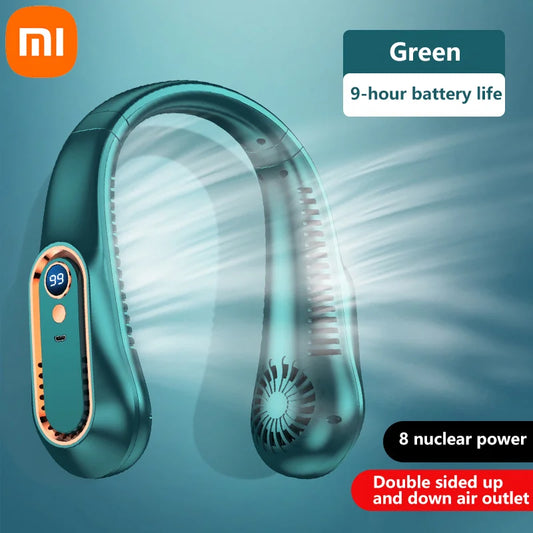 Stay Cool Anywhere with the Xiaomi 8000mAh Portable Bladeless Neck Fan - Rechargeable, Mute Operation, and LED Display for Ultimate Comfort!