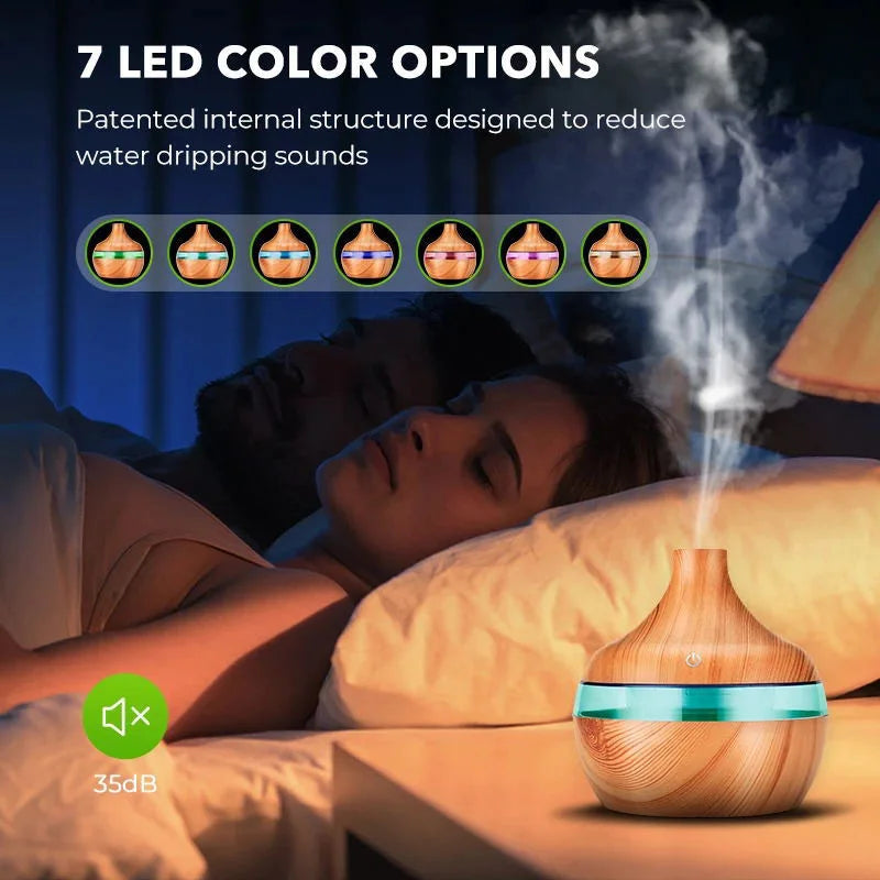 Elevate Your Home with the 300ML Ultrasonic Wood Grain Essential Oil Diffuser - Your Ultimate USB Aroma Humidifier for Relaxation and Purification