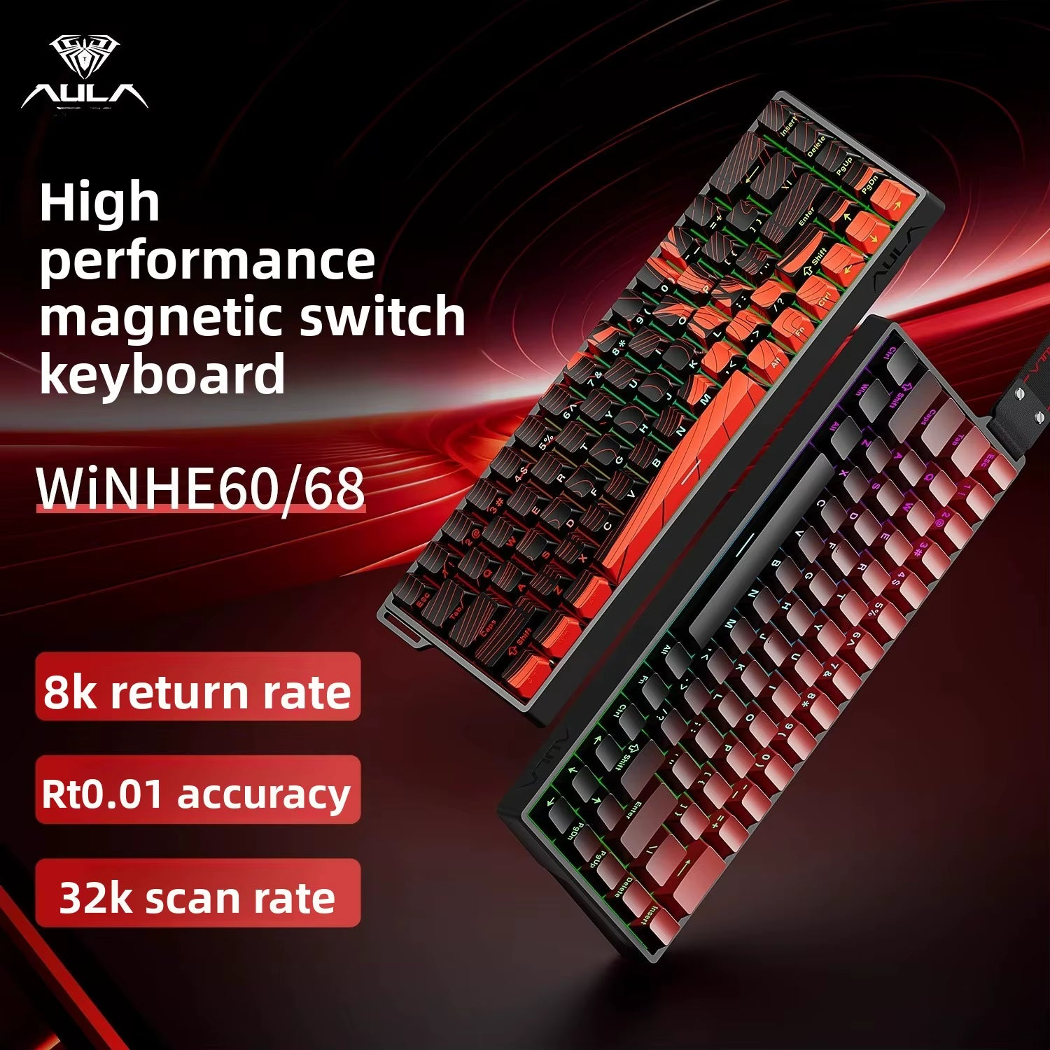 AULA WIN60/WIN68 HE Gaming Mechanical Keyboard - 8K Return, RGB Hotswap, Rapid Trigger for Esports Enthusiasts