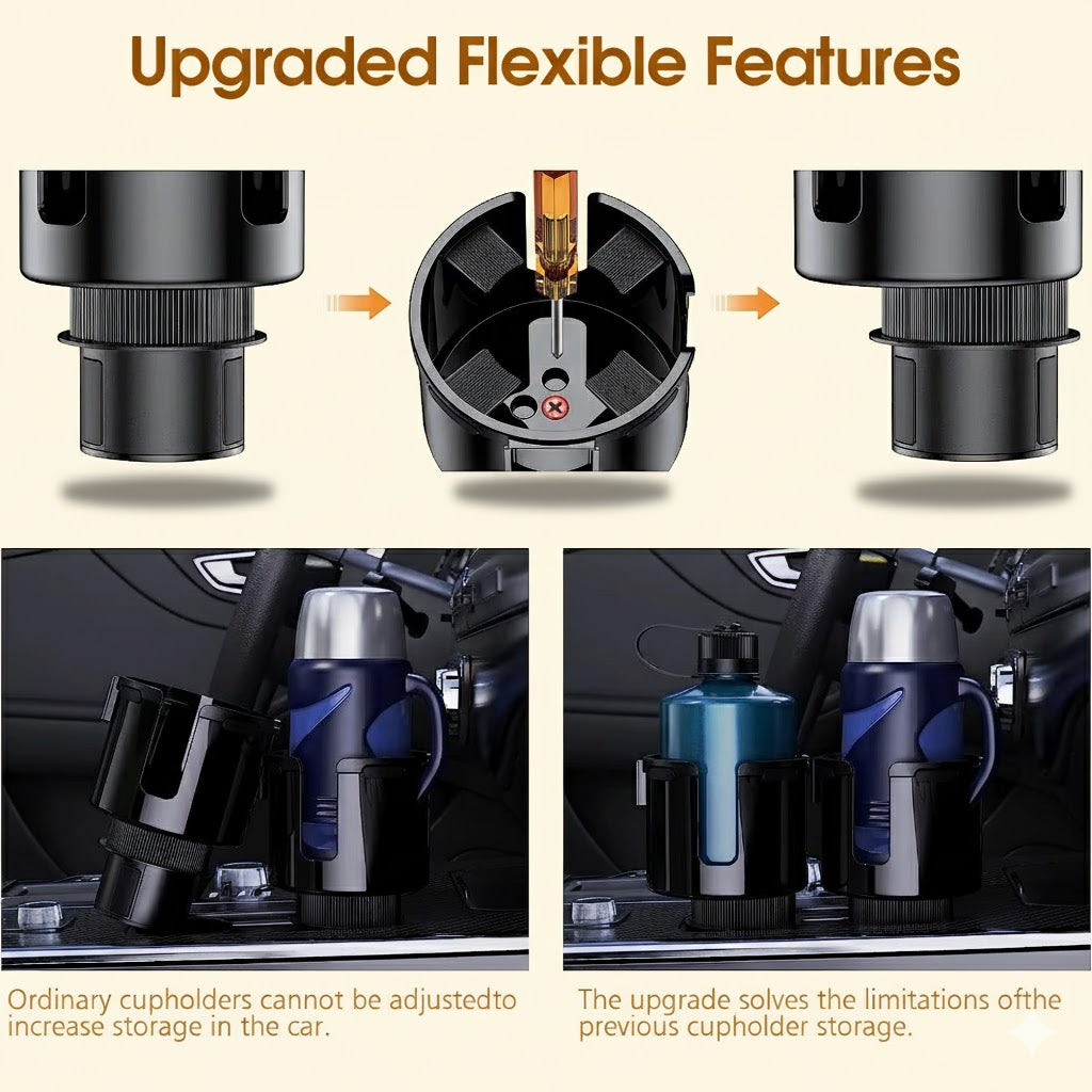 Your Car's Best Upgrade: Cup Holder Expander with Phone Slot.