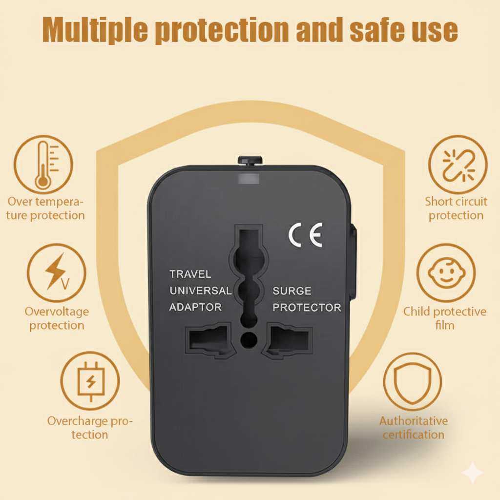 The All-in-One World Adapter with Dual USB Ports
