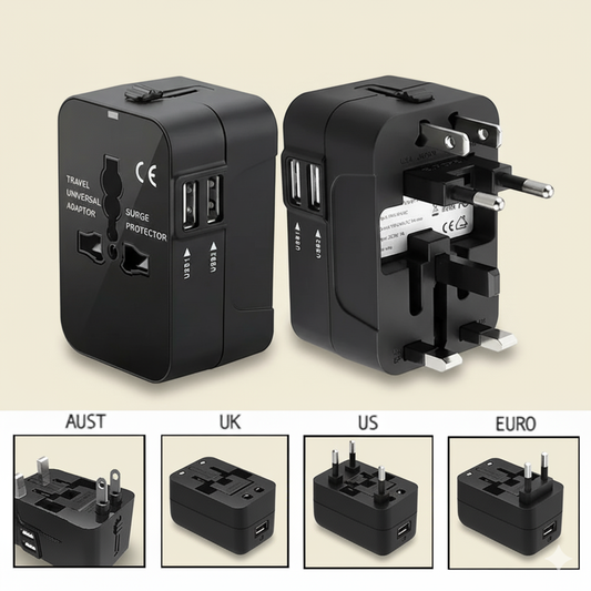 The All-in-One World Adapter with Dual USB Ports